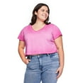 thumbnail image 1 of No Boundaries Plus Women's Boxy V-Neckline Tee, 1 of 6