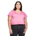 thumbnail image 1 of No Boundaries Plus Women's Boxy V-Neckline Tee, 1 of 6
