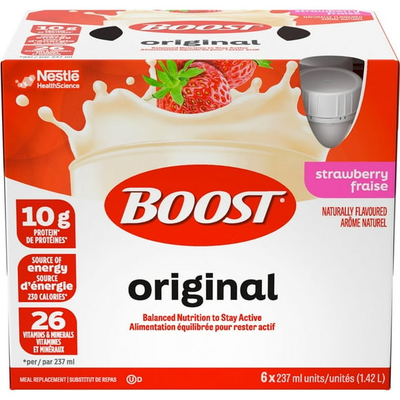 BOOST Original Meal Replacement Drink – Strawberry, 6 x 237 ml, 6 x 237 ML