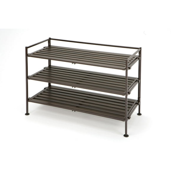 Seville Classics 3 Tier Resin-Wood Shoe Rack