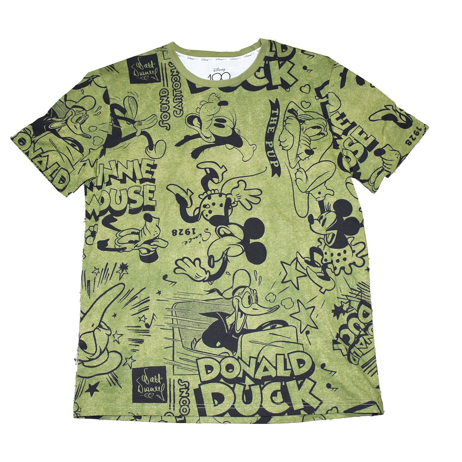 Men's Mickey & Friends Disney Squad Group Shot Acid Wash T-Shirt -  Black/Charcoal - 2X Large