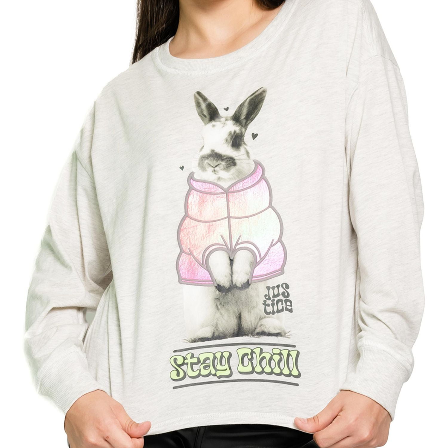 Justice Girls Bunny Puff Veste à manches longues