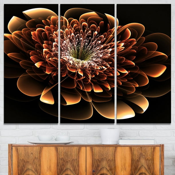 Tableau à toile imprimée numérique florale Design Art Fleur fractale brune