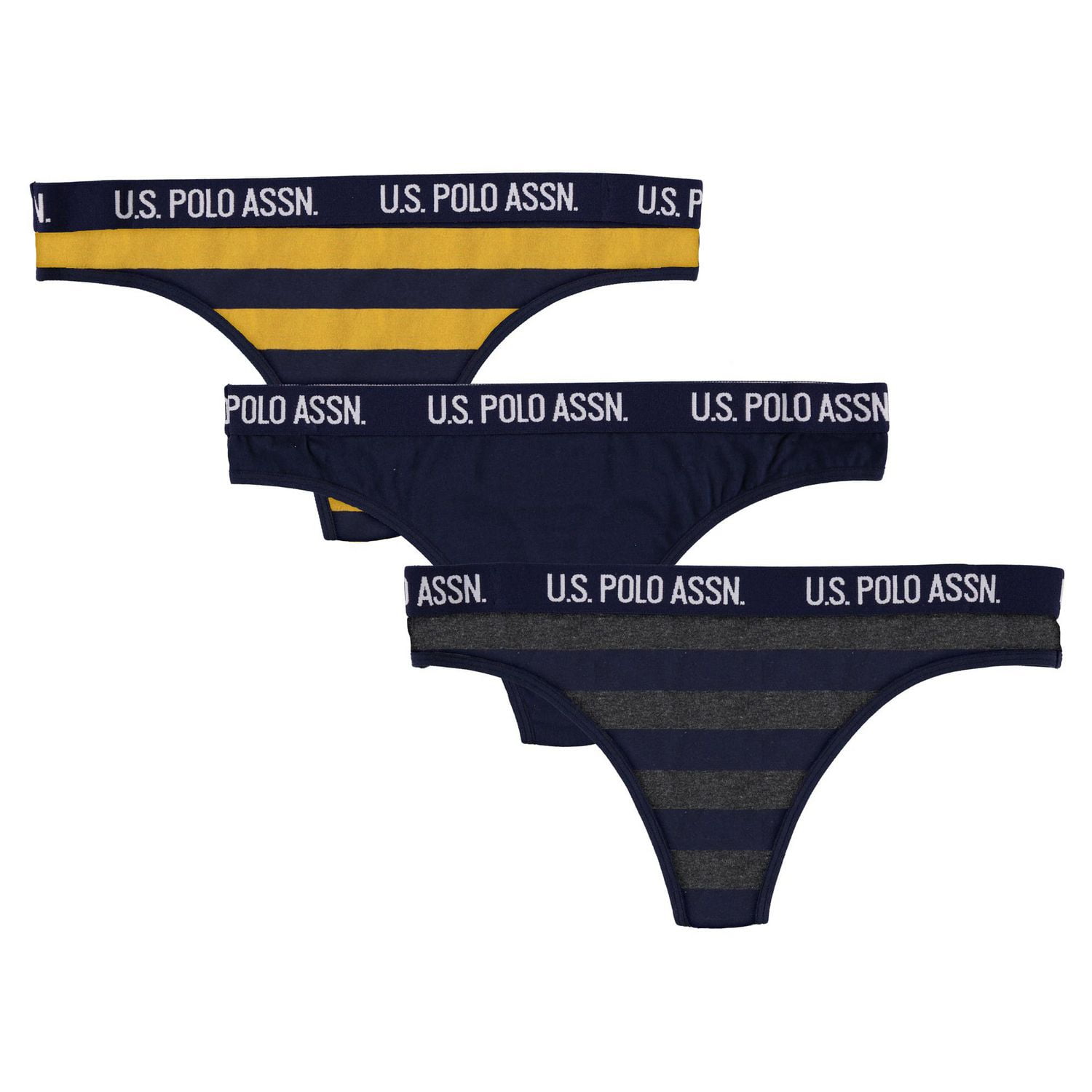U.S. Polo Assn. Women's 3-Pack Printed Cotton Thongs