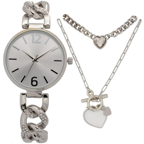 Ladie's Fashion Watch Set with Silver Necklace