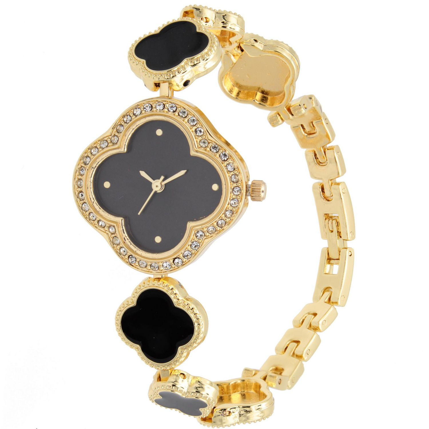 Montre de mode pour femme avec ensemble bracelet trefle noir