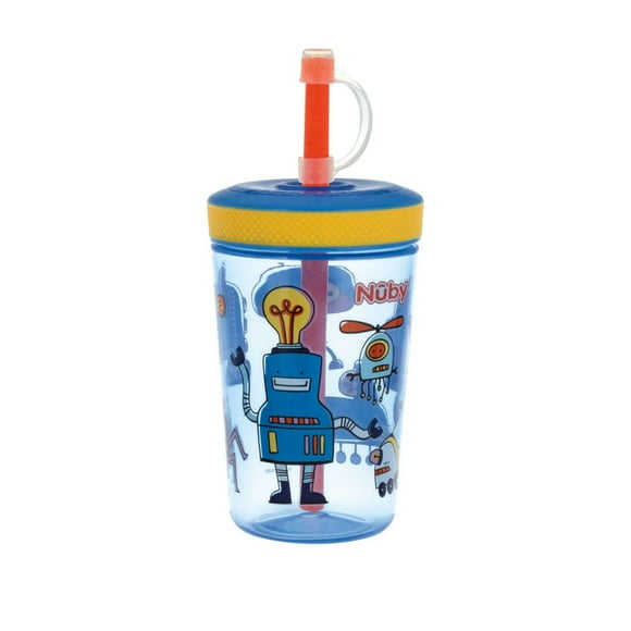Nûby™ Thirsty Kids™ No-Spill™ Toddler Plastic Super Sipper Sip-it - Robots, Pack of 1, 14 oz/420 mL