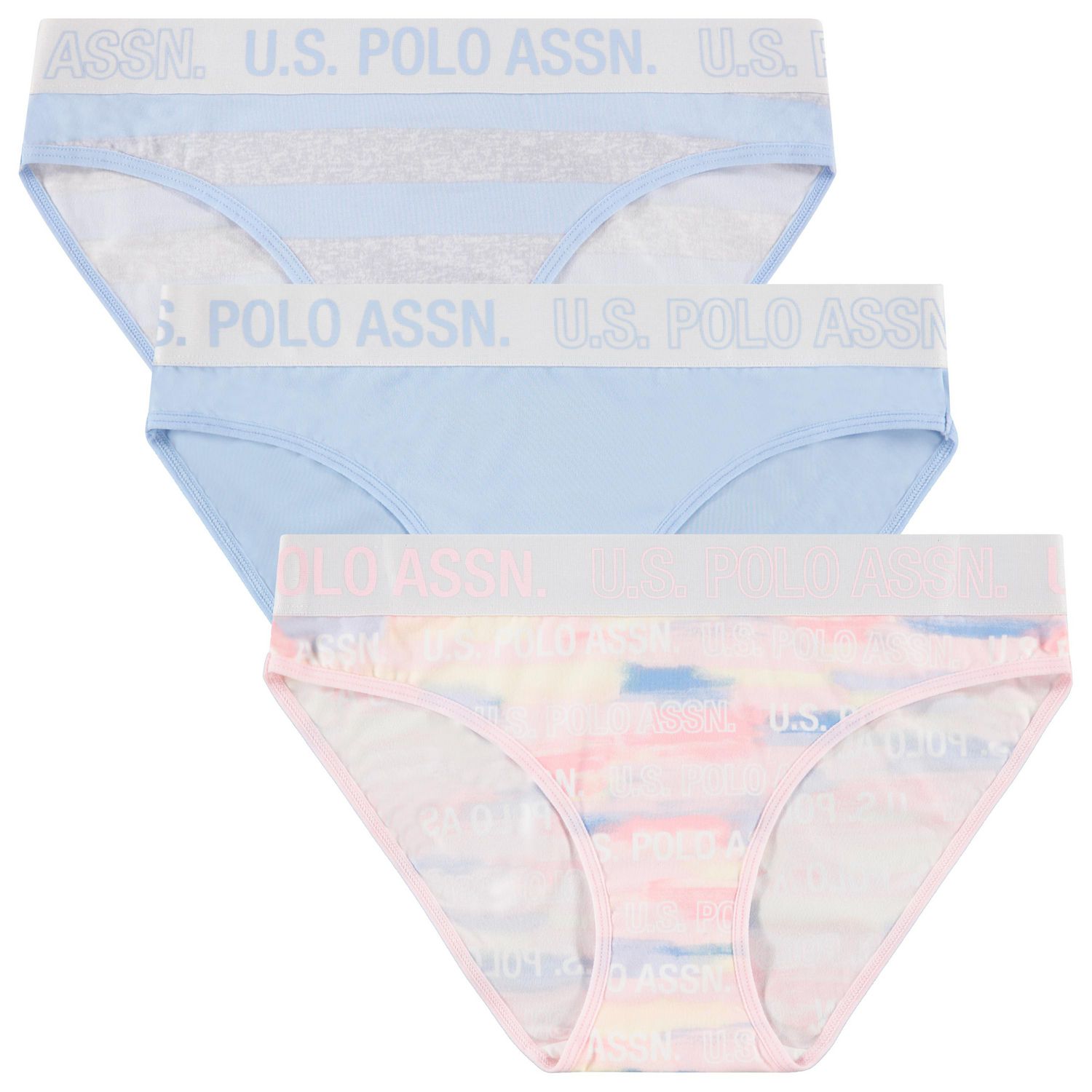 Pack of 3 U.S. Polo Assn. Women Multicolour Brand Print Waistband Briefs