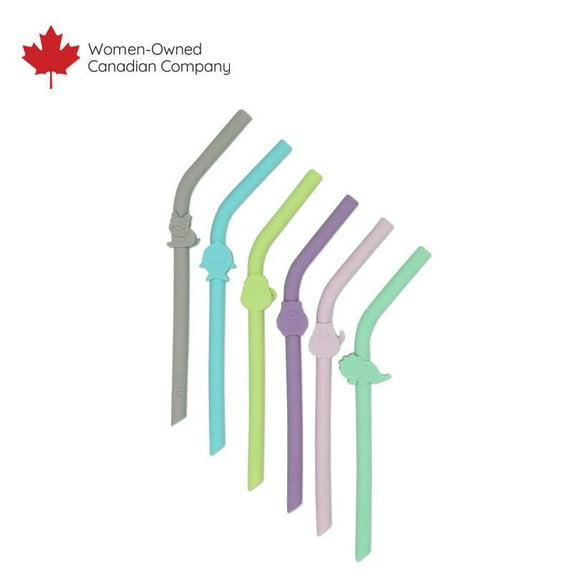 Pailles animaux en silicone avec brosse de nettoyage - pour bébés, jeunes enfants et enfants, réutilisables, sans BPA, lavables au lave-vaisselle et au micro-ondes. Pailles animaux en silicone