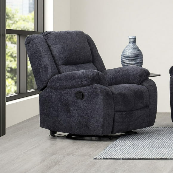 Arthur Fauteuil à bascule inclinable manuel de 40 po en noir minuit avec revêtement en tissu