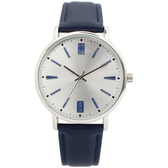 Montre Analogique Homme George avec Cadran Argenté et Accents Bleus