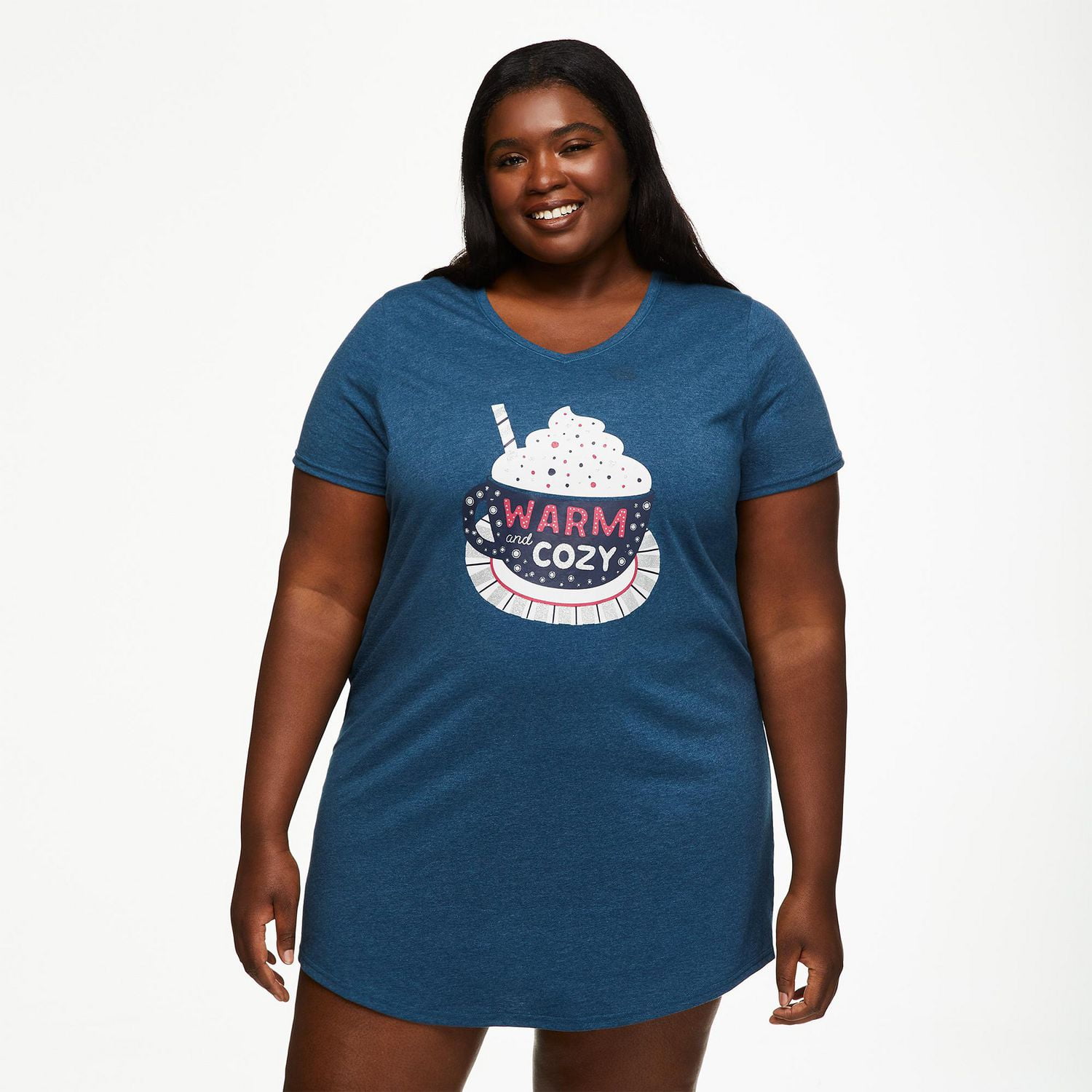 Chemise de nuit avec encolure en V George Plus pour femmes