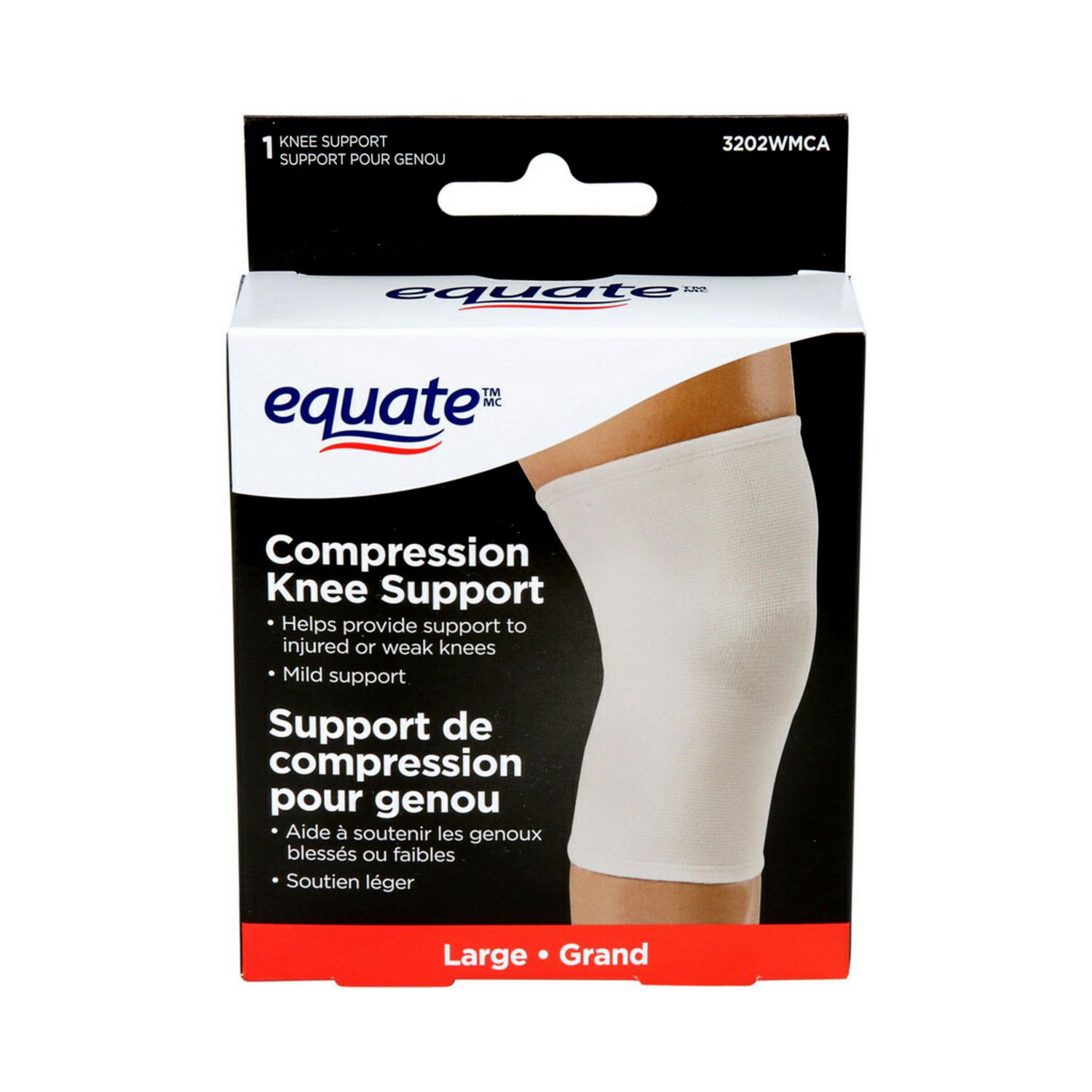 Support de compression pour genou 3202WMCA Equate(Tm/Mc), Taille L
