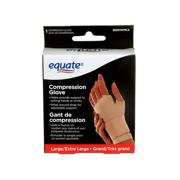 Equate Adjustable Copper Infused Compression Gloves, Black, Small/Medium 