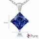 Pendentif Pure en argent sterling avec 3,00 carat poids total ZC saphir bleu en forme de diamant carré 8mm, et une chaîne de 18 po – image 3 sur 3