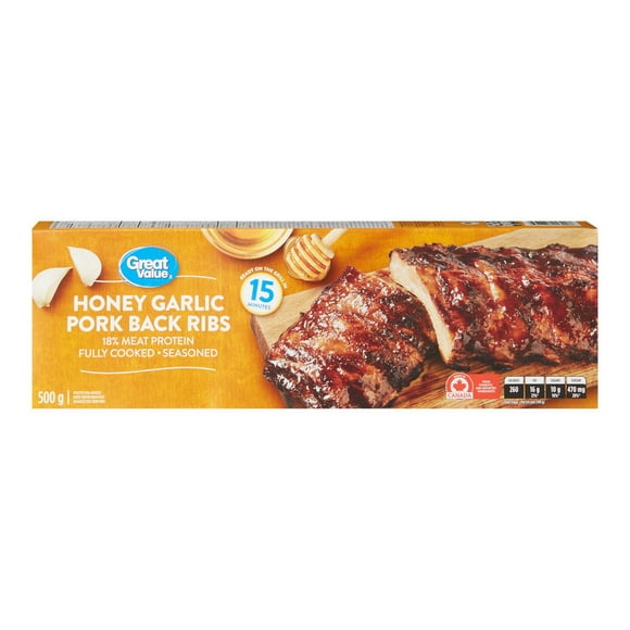 Great Value Honey Garlic Pork Back Ribs, 500 g