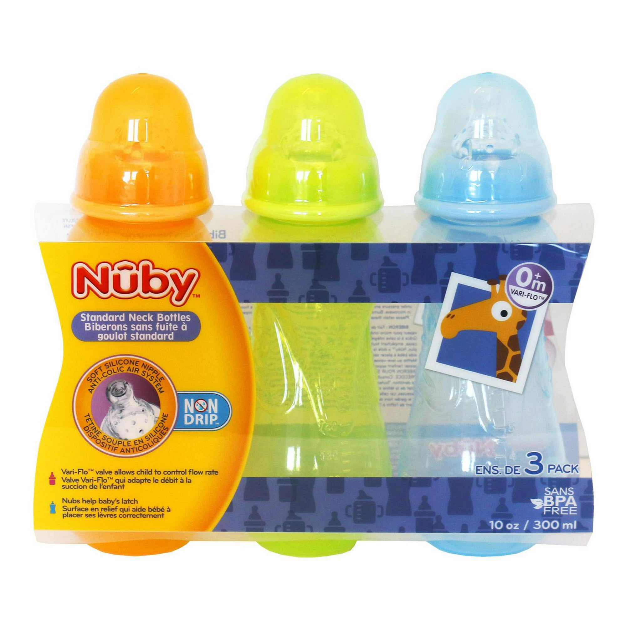 Nuby Anti-Colic Non-Drip Standard Neck Plastic Baby Bottles