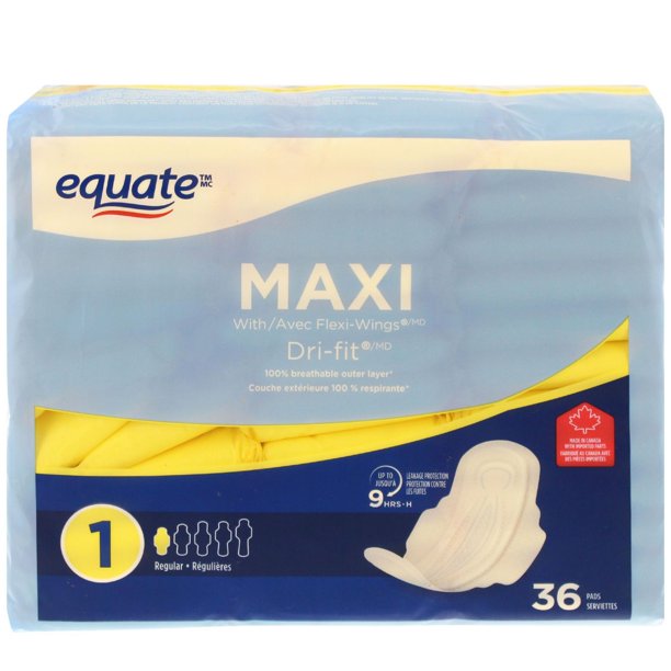 Equate Regular Maxi Pads with FlexiWings®, 36 count pack Walmart.ca