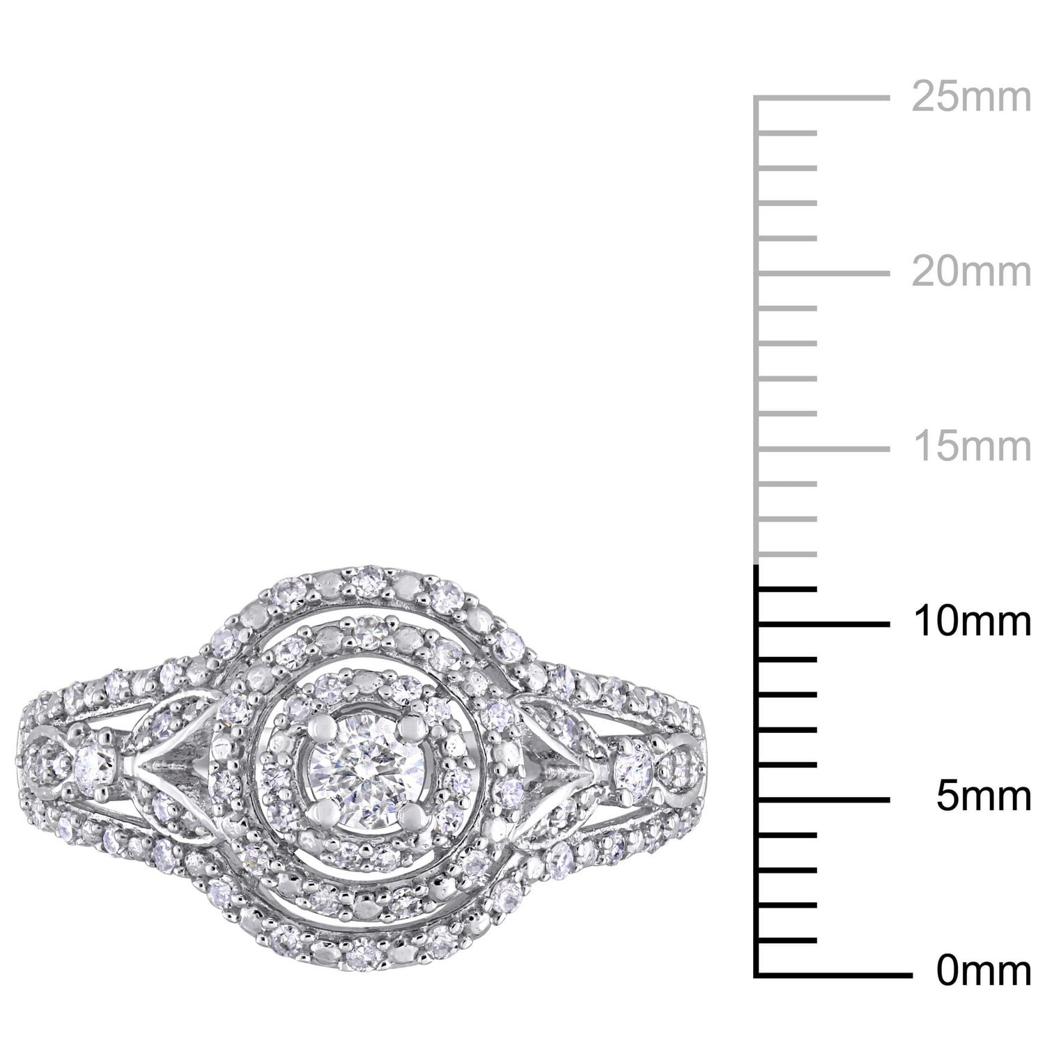 Miabella 1/2 Carat T.W. Diamond 10K White Gold Openwork Double Halo Engagement Ring