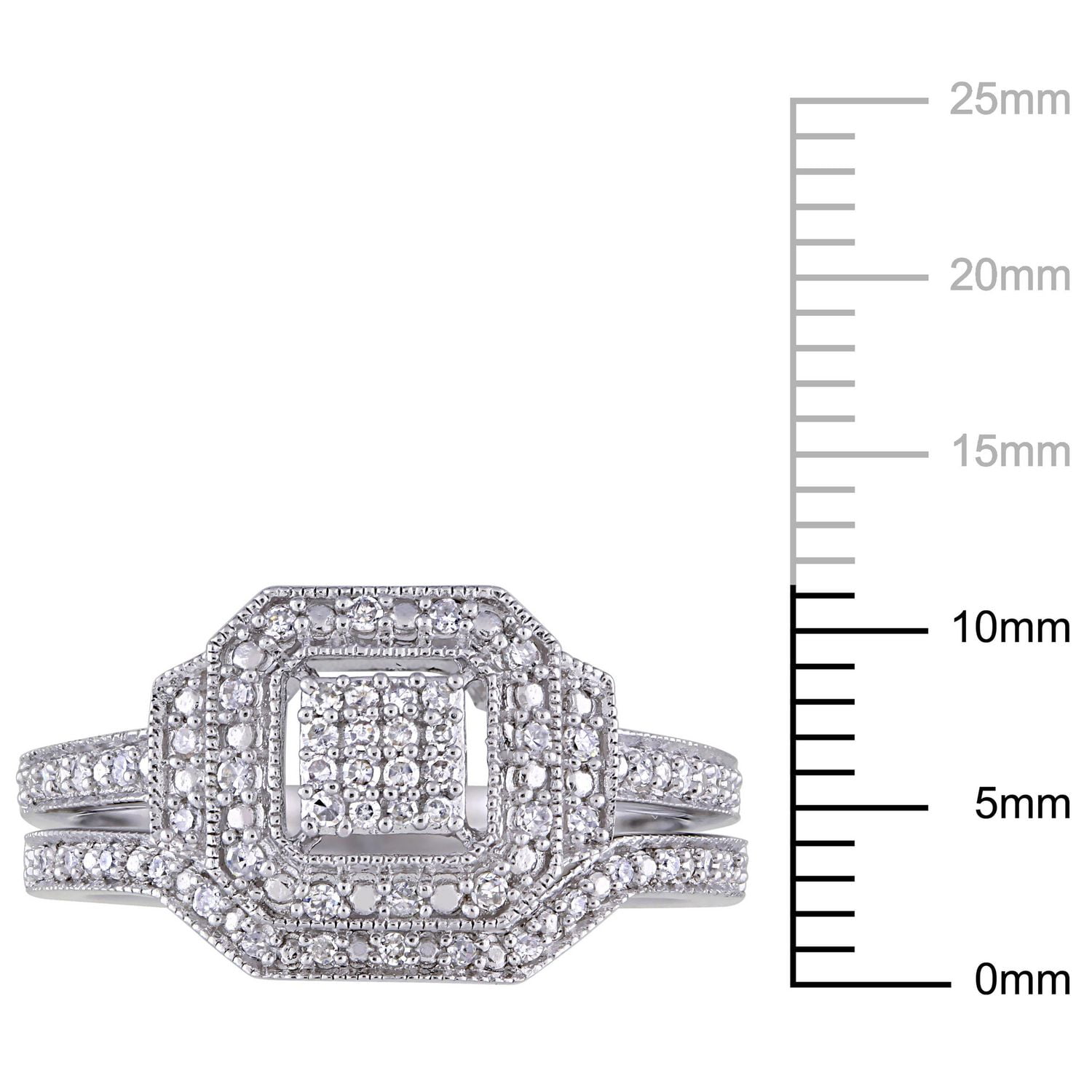 Miabella 1/4 Carat T.W. Diamond Sterling Silver Square Cluster Halo Bridal Set