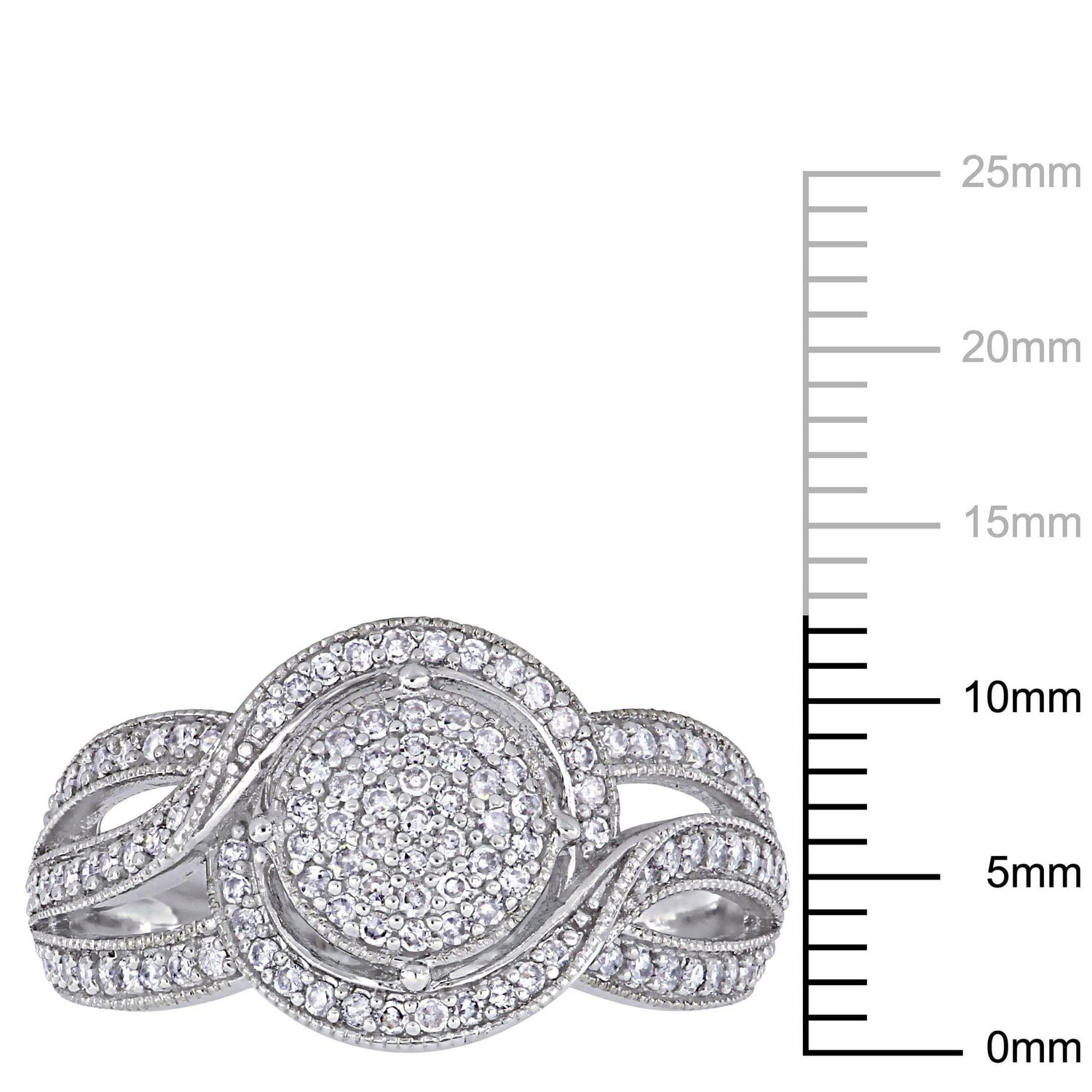 Bague de fiançailles grappe Miabella avec diamants 1/2 CT poids total en or blanc 10K