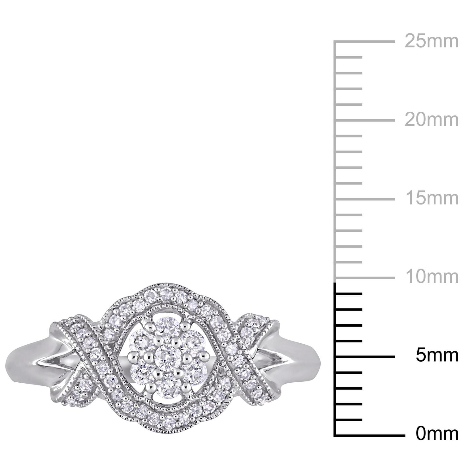 Miabella 1/3 Carat T.W. Diamond 10K White Gold Crossover Engagement Ring