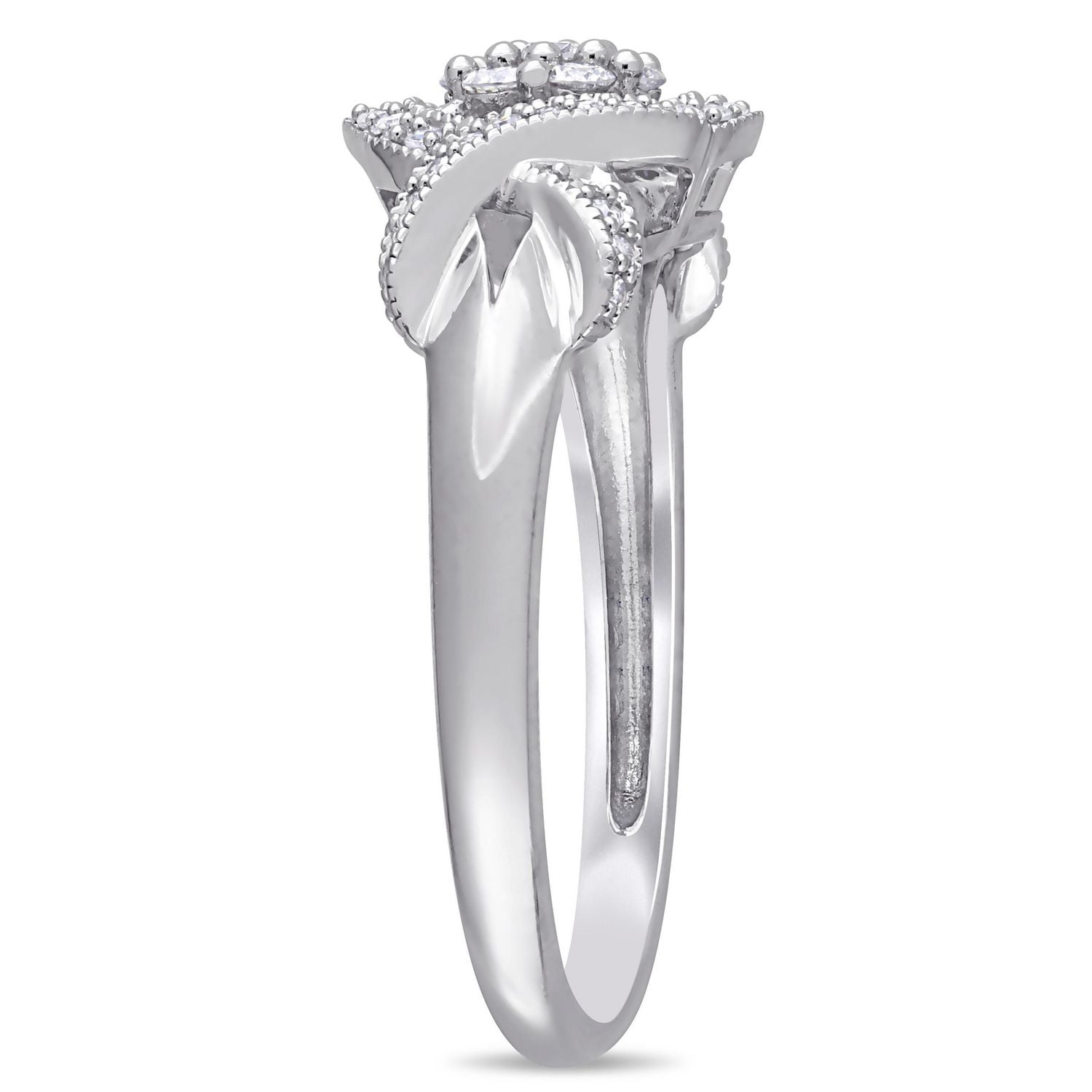 Miabella 1/3 Carat T.W. Diamond 10K White Gold Crossover Engagement Ring
