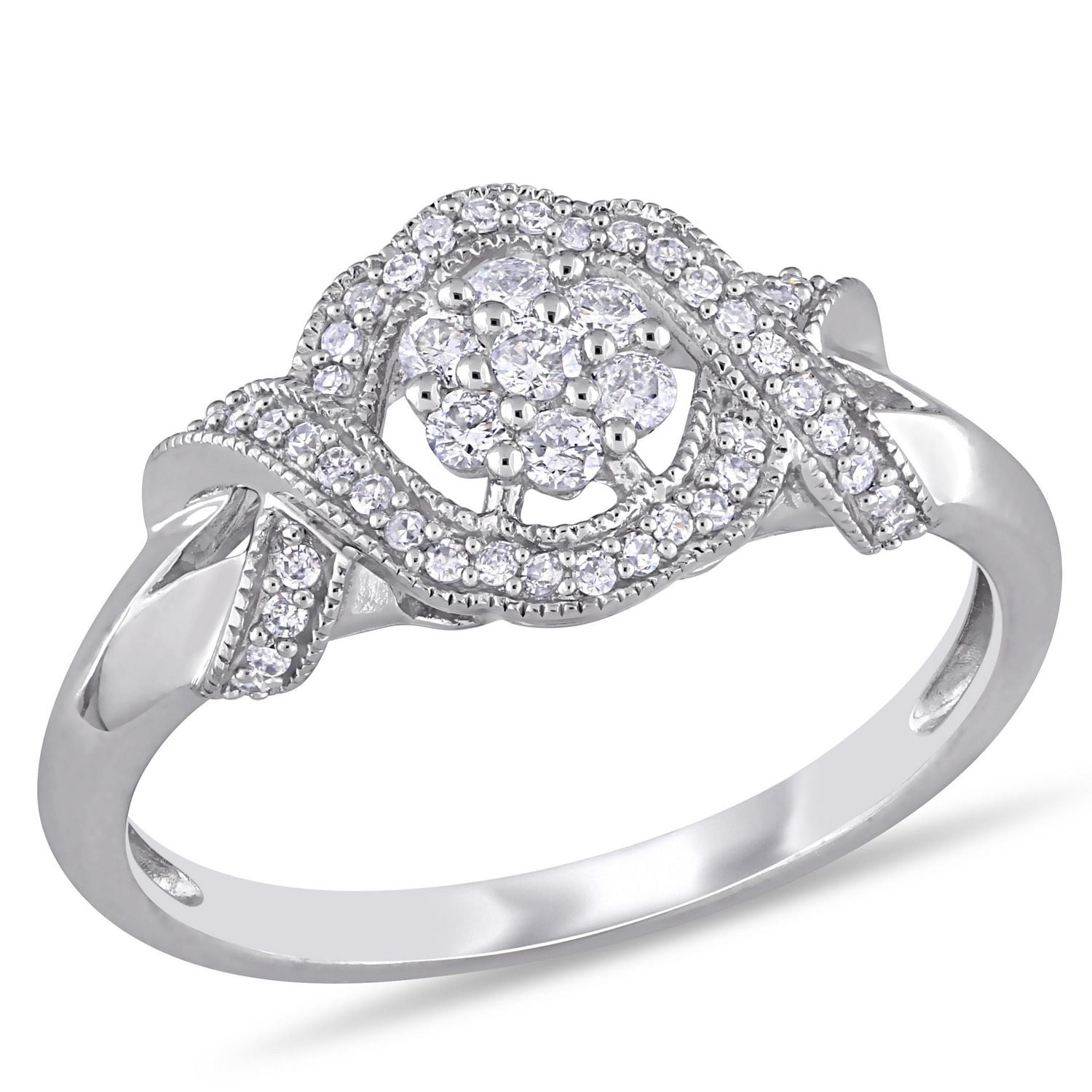 Miabella 1/3 Carat T.W. Diamond 10K White Gold Crossover Engagement Ring