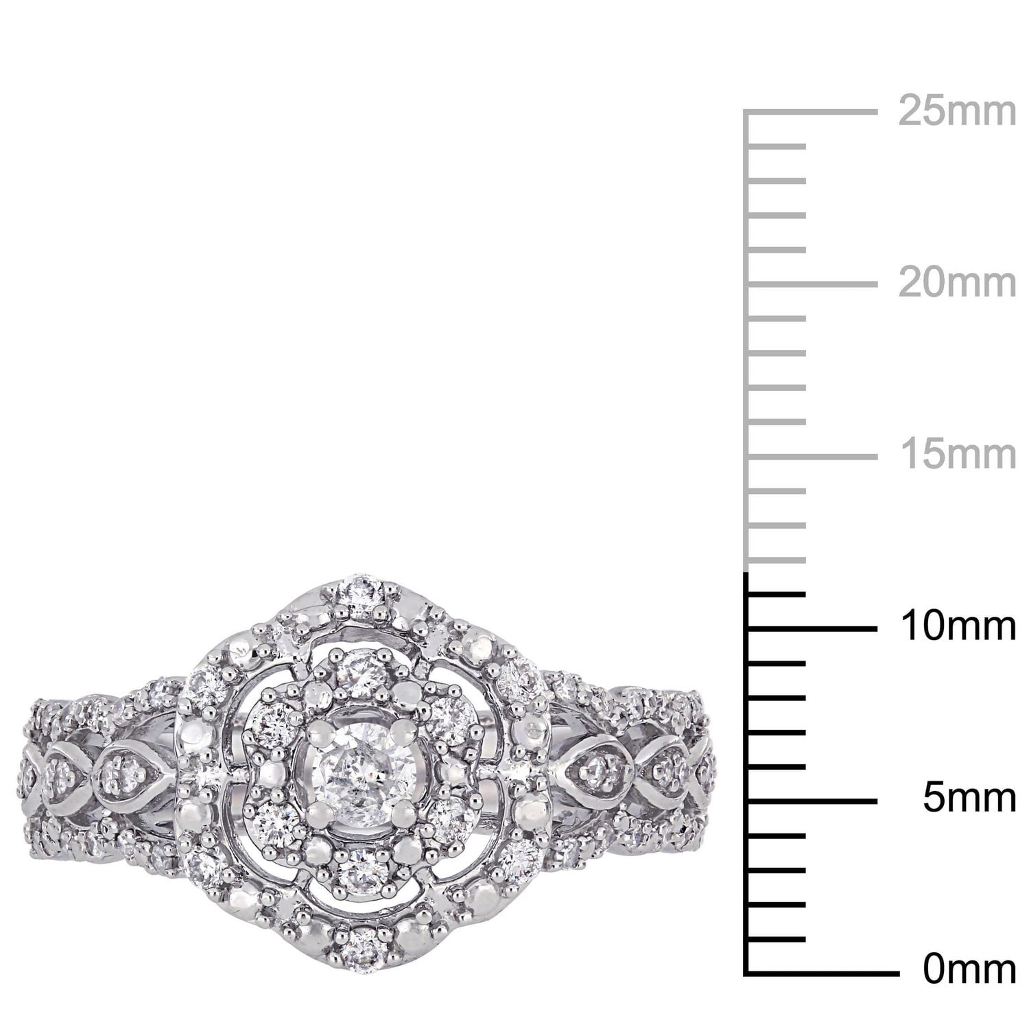 Bague de fiançailles floral Miabella avec diamants 3/8 CT poids total en or blanc 10K