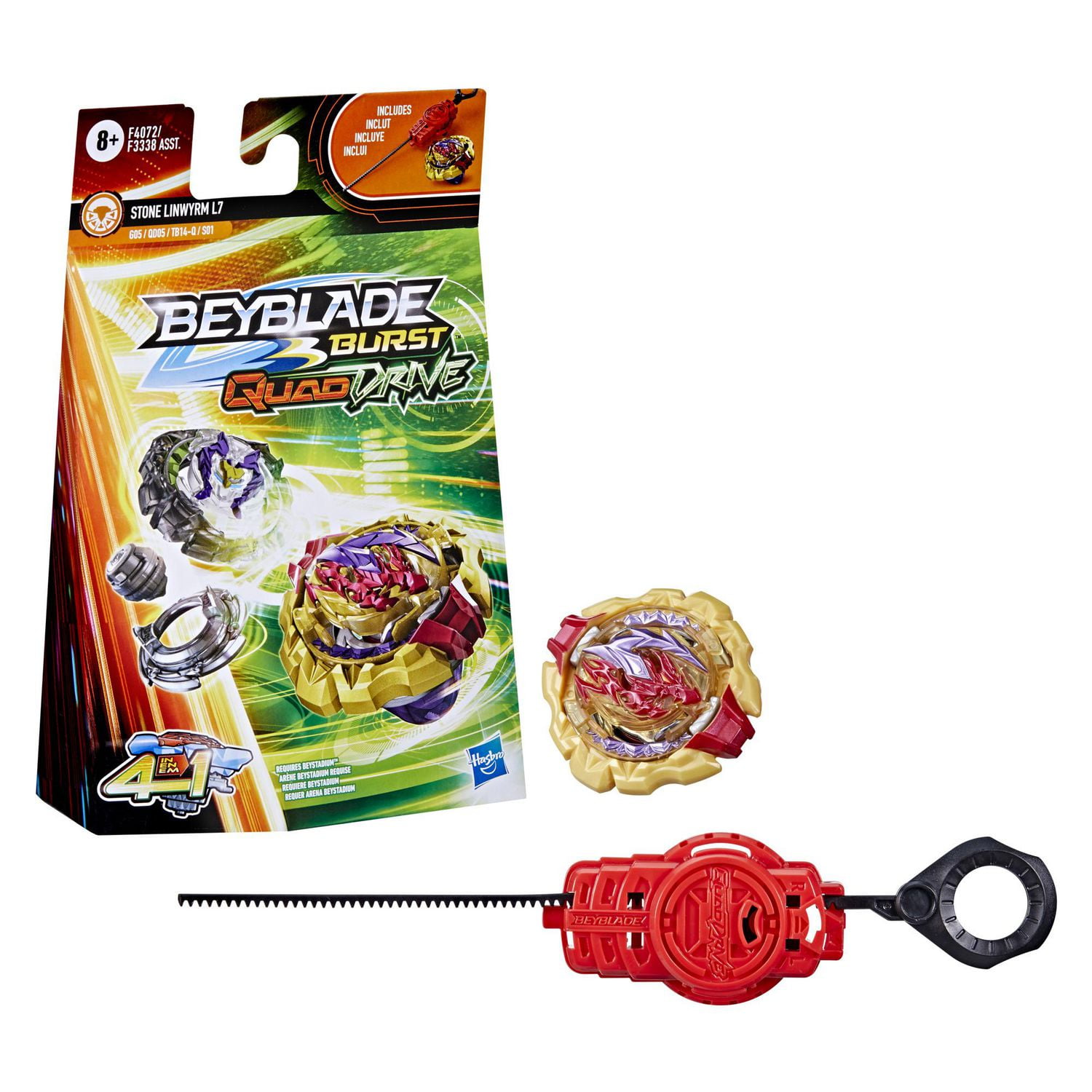 Beyblade Burst QuadDrive Stone Linwyrm L7 Spinning Top Starter Pack Stamina Balance Type Battling Game with Launcher Toy for Kids