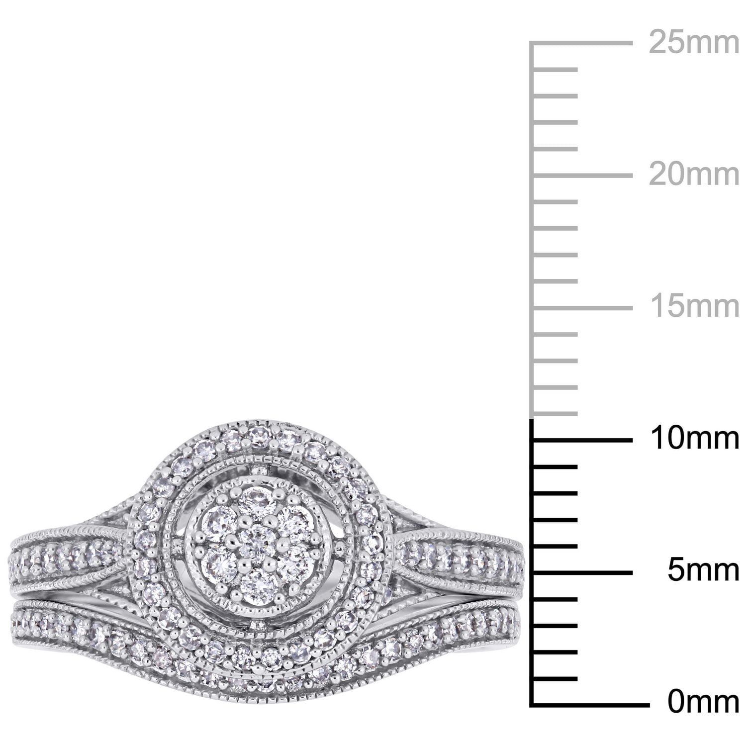 Miabella 2/5 Carat T.W. Diamond 10K White Gold Halo Bridal Set