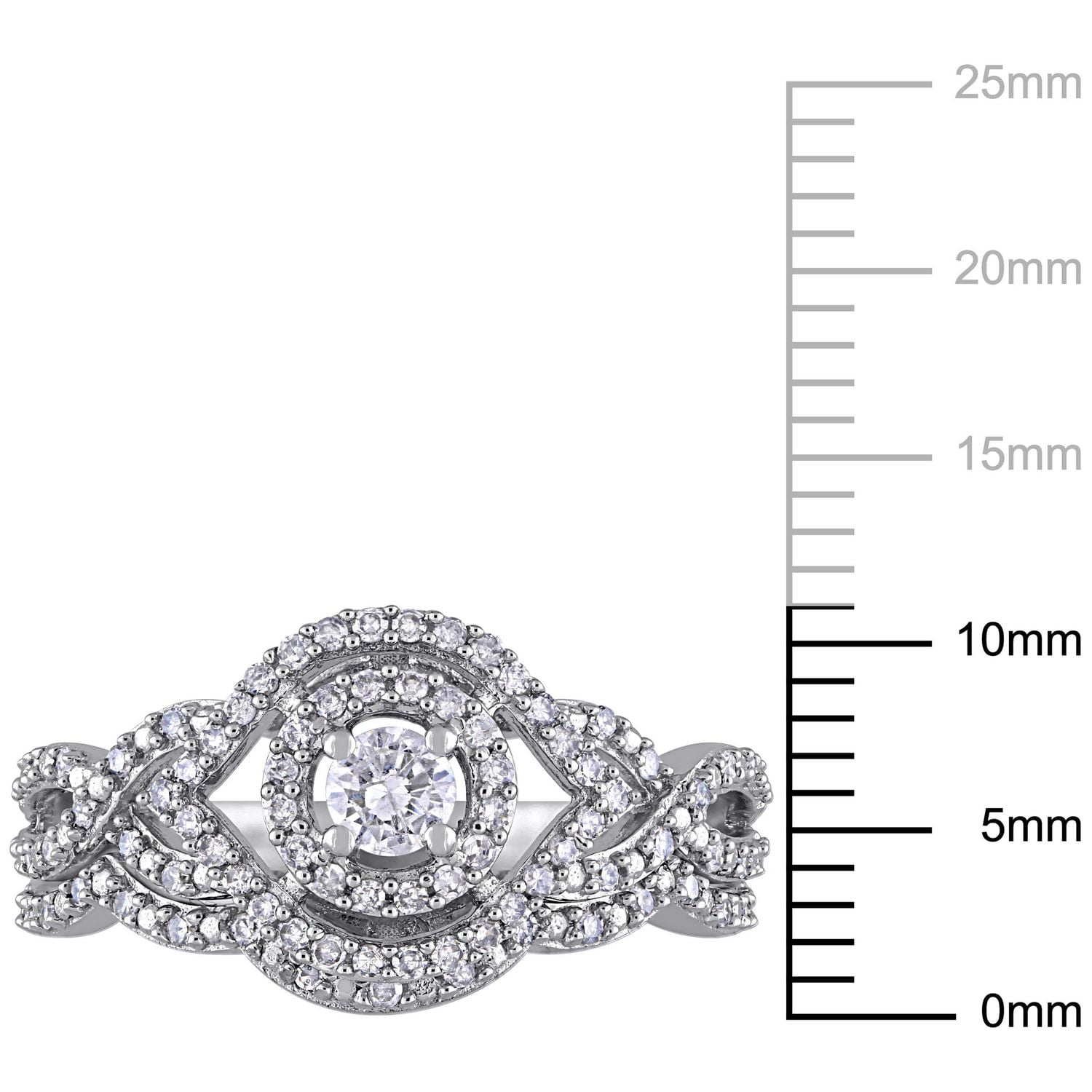 Miabella 1/2 Carat T.W. Diamond 10K White Gold Halo Crossover Bridal Set