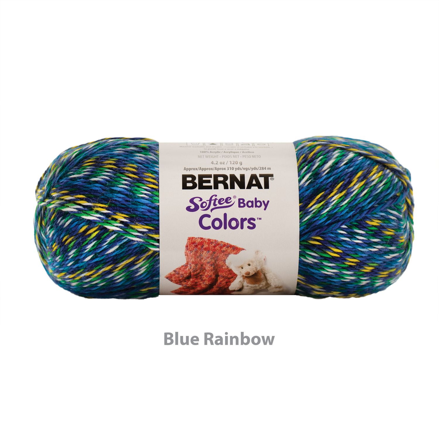 BERNAT SOFTEE BABY COLORS YARN (120G/4.25OZ), BLUE RAINBOW | Walmart Canada