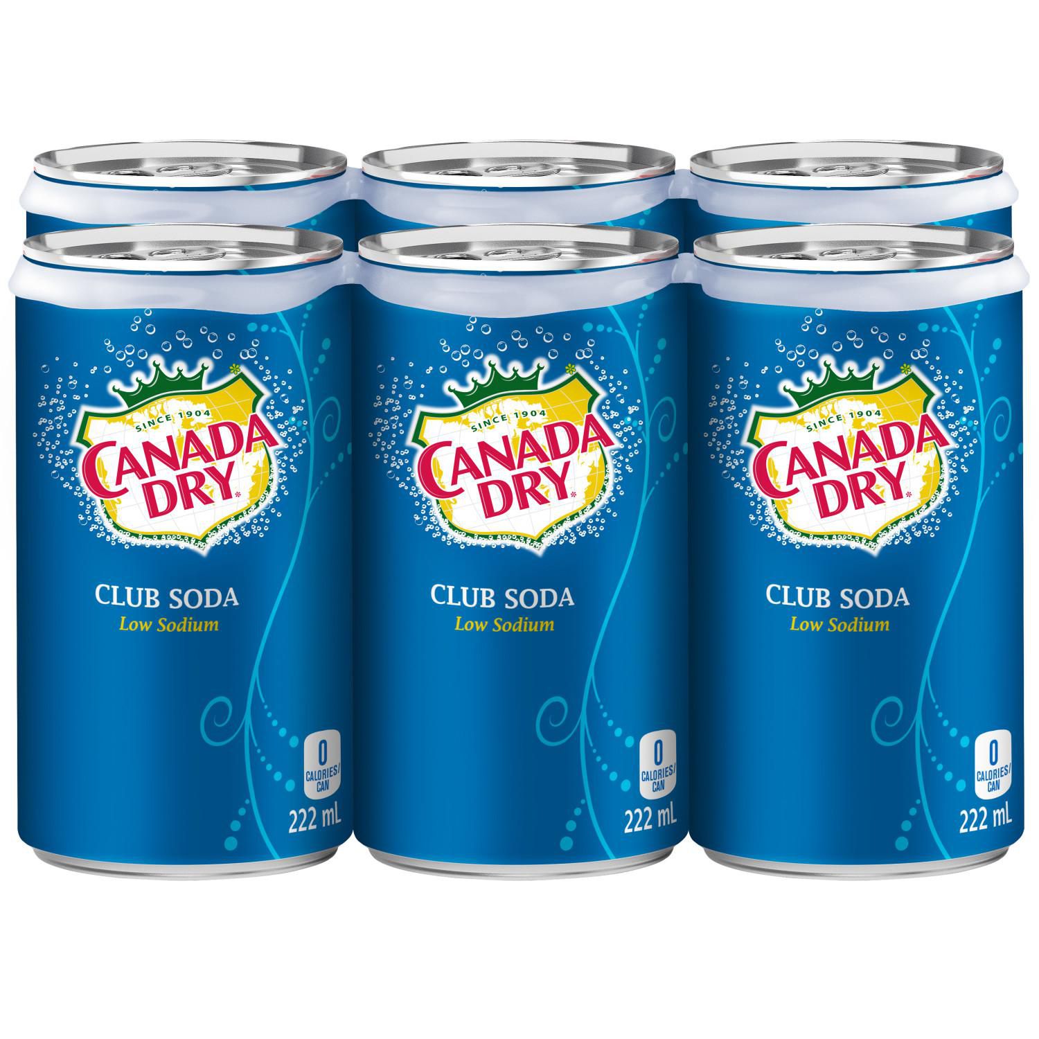 Canada Dry  Club Soda  222 mL Mini  Cans  6 Pack Walmart 