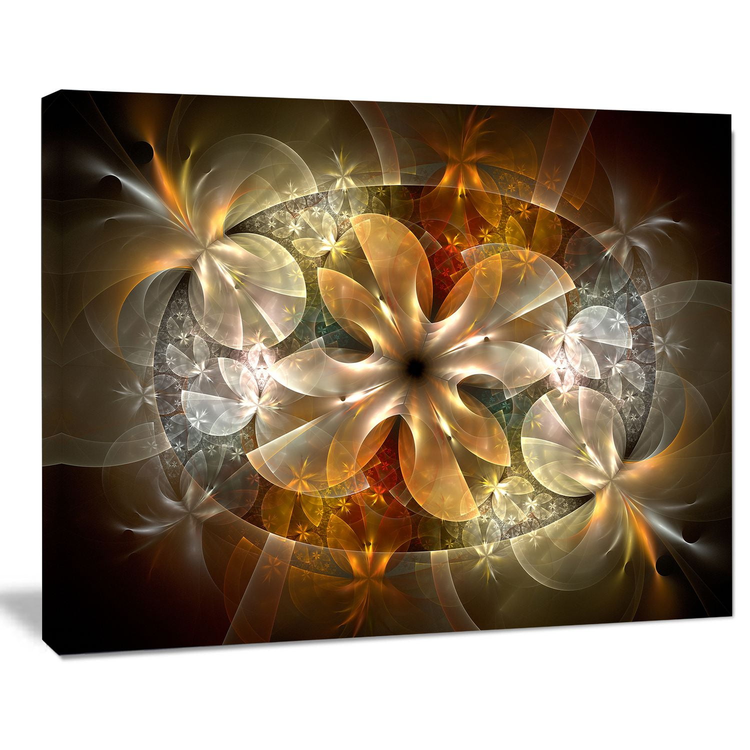 Design Art Fractal Flower with Blue Details Floral Digital Art Canvas
