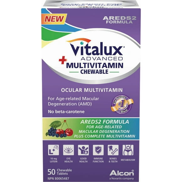VITALUX® Advanced Plus Multivitamin, Chewable Ocular Multivitamin, Age-Related Macular Degeneration Supplement with AREDS 2, AMD
