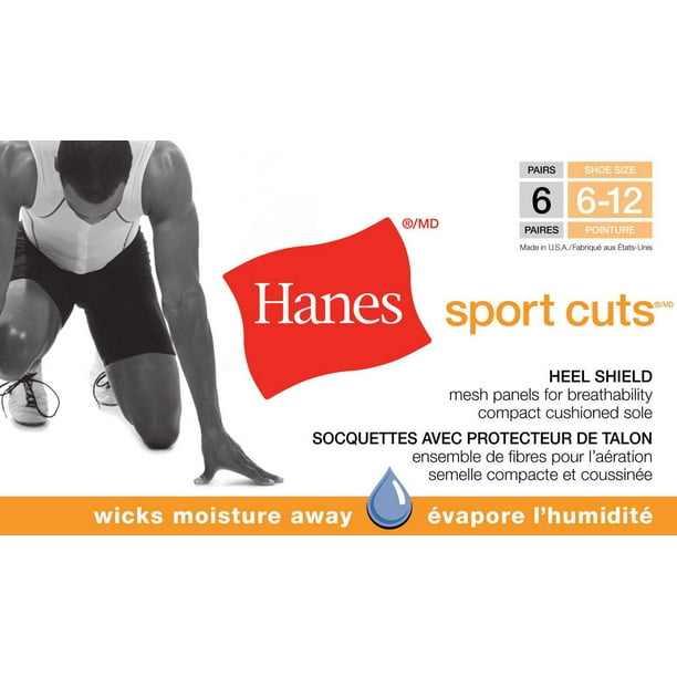 Hanes Sport Cuts Mens Heel Shield Cushion Sock – 6 Pairs