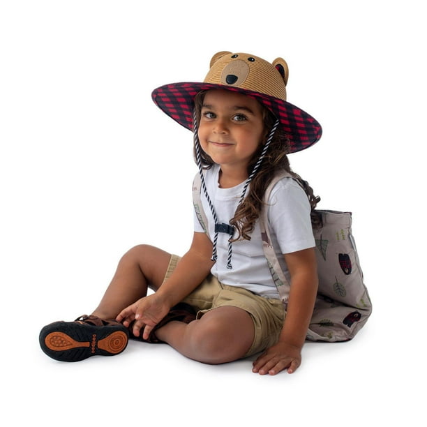 Kids Packable Lifeguard Bear Straw Hat - FlapJackKids