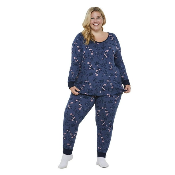 Pyjama 2 pièces avec pantalon et t-shirt avec encolure en V George Plus pour femmes