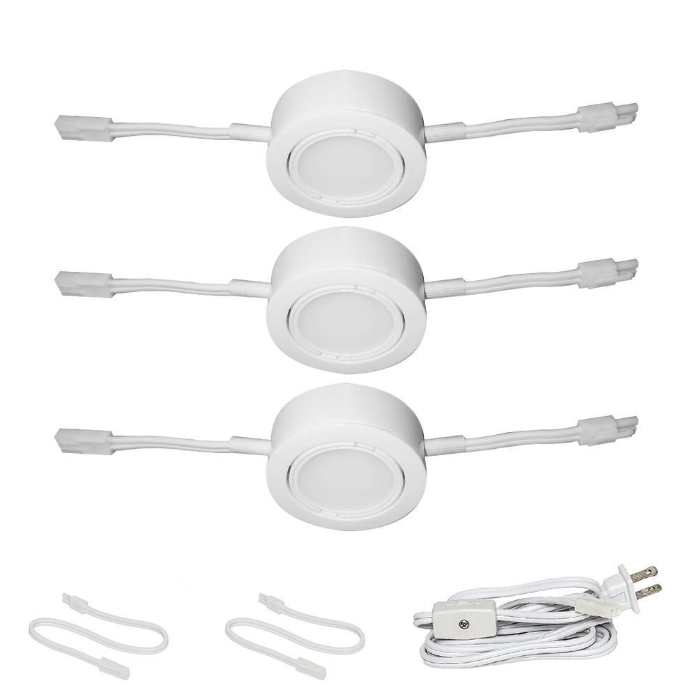Nadair Pack LED 120V Direct Voltage Puck Light, Surface Mount or Recessed  Mount, Daisy Chain, 3000K Warm White, ETL Listed
