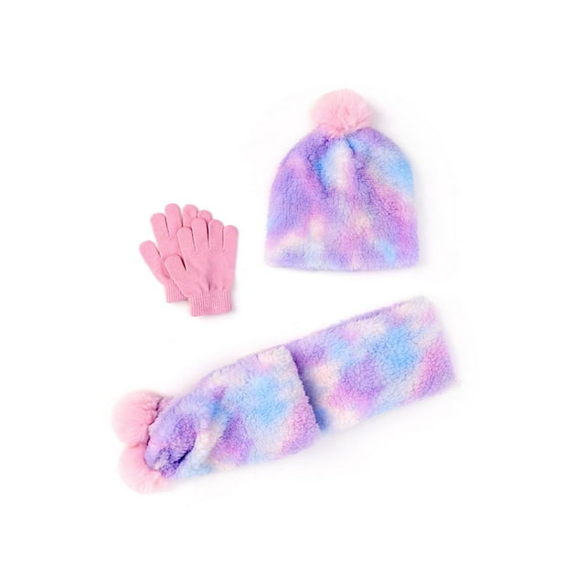Rainbow Sugar Soft Sherpa Hat, Scarf, and Glove Set