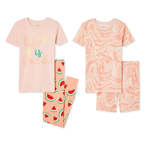 George Girls' Cotton Pajamas 4-Piece Set 