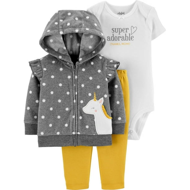 Child of Mine by Carter's Newborn Girls' 3Piece Cardigan Set Unicorn
