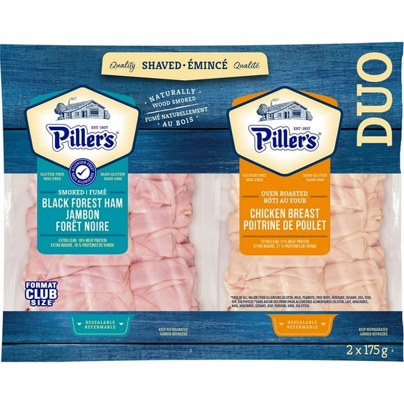 Piller's Quality Shaved Black Forest Ham and Cooked Chicken Breast, 2 x 175g