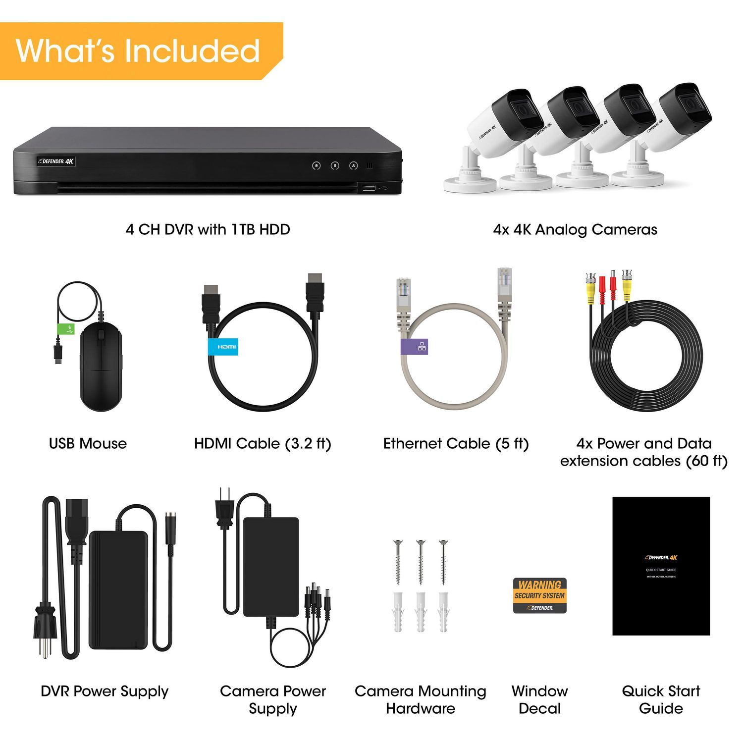 Defender 4k store wired security system