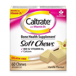 Caltrate avec des croustilles molles de vitamine D (60 Comte, Vanilla Flavour), Calcium, Santé des os