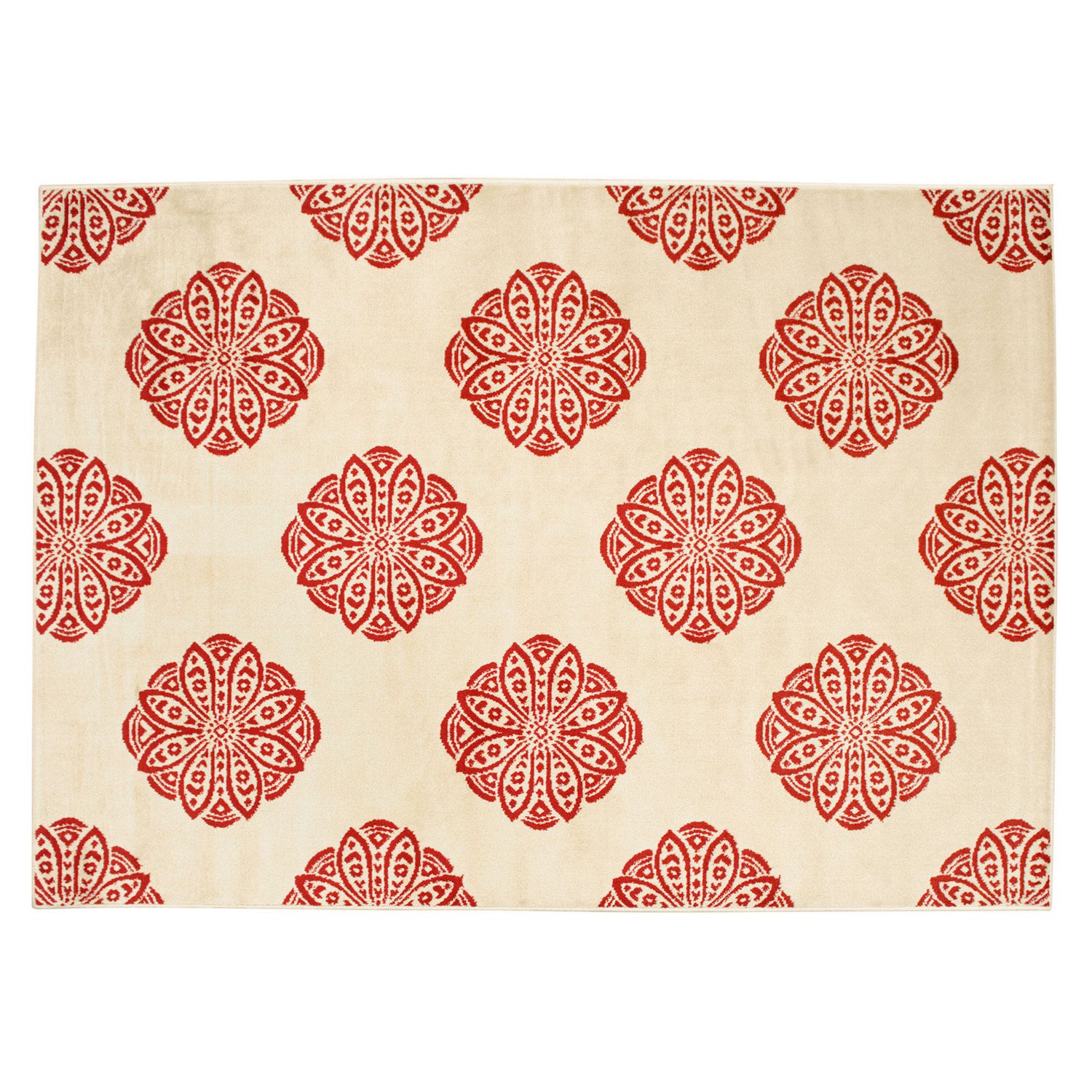 hometrends Block Medallion Red Area Rug Walmart Canada