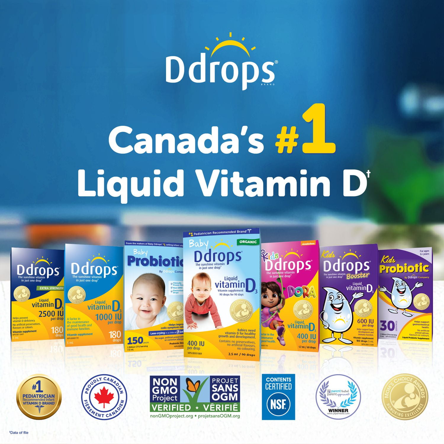 Supplement vitaminique de vitamine liquide D3 extra-forte de Ddropsᴹᴰ, 2500 UI