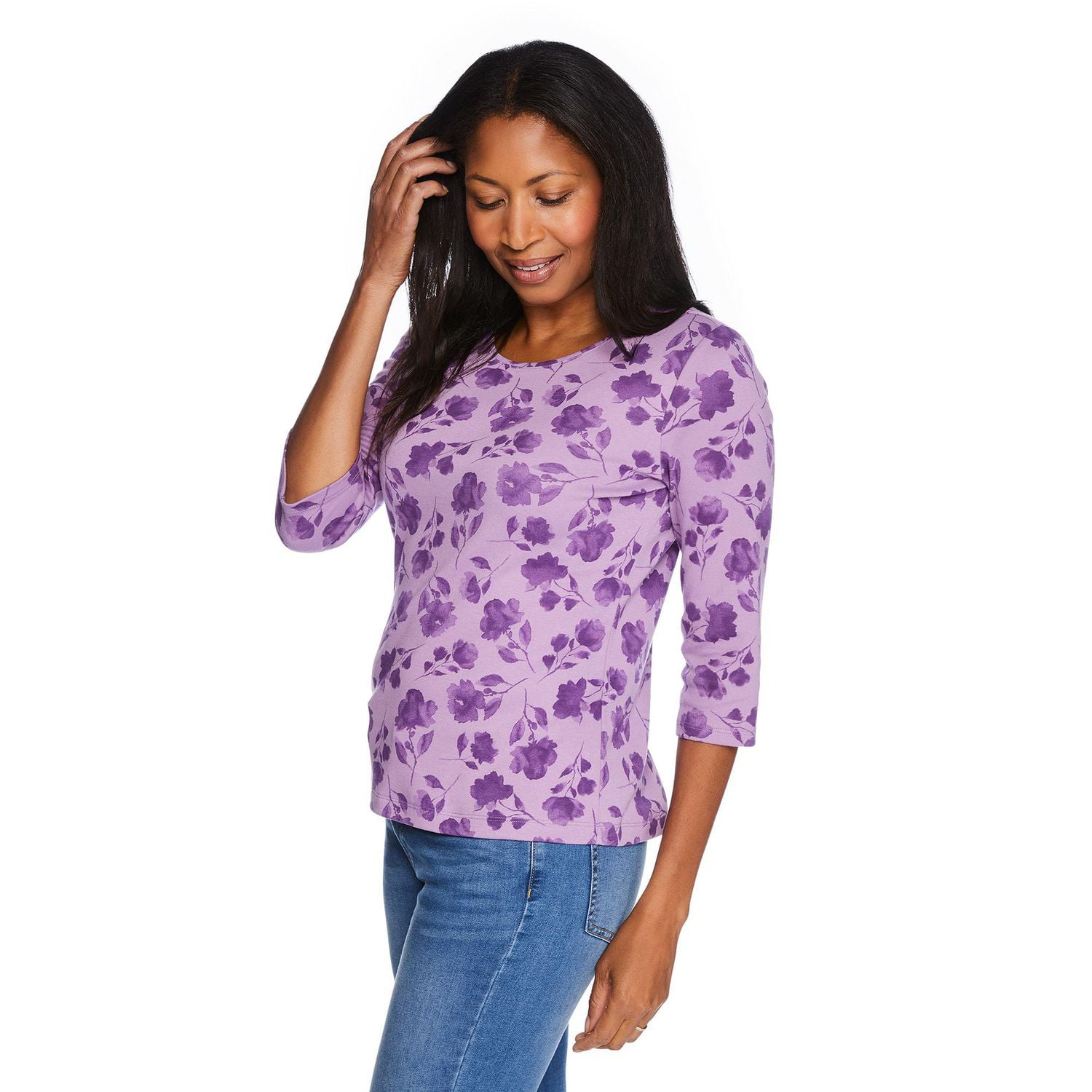 Penmans Women's Printed 3/4 Sleeve Crew Neckline Top