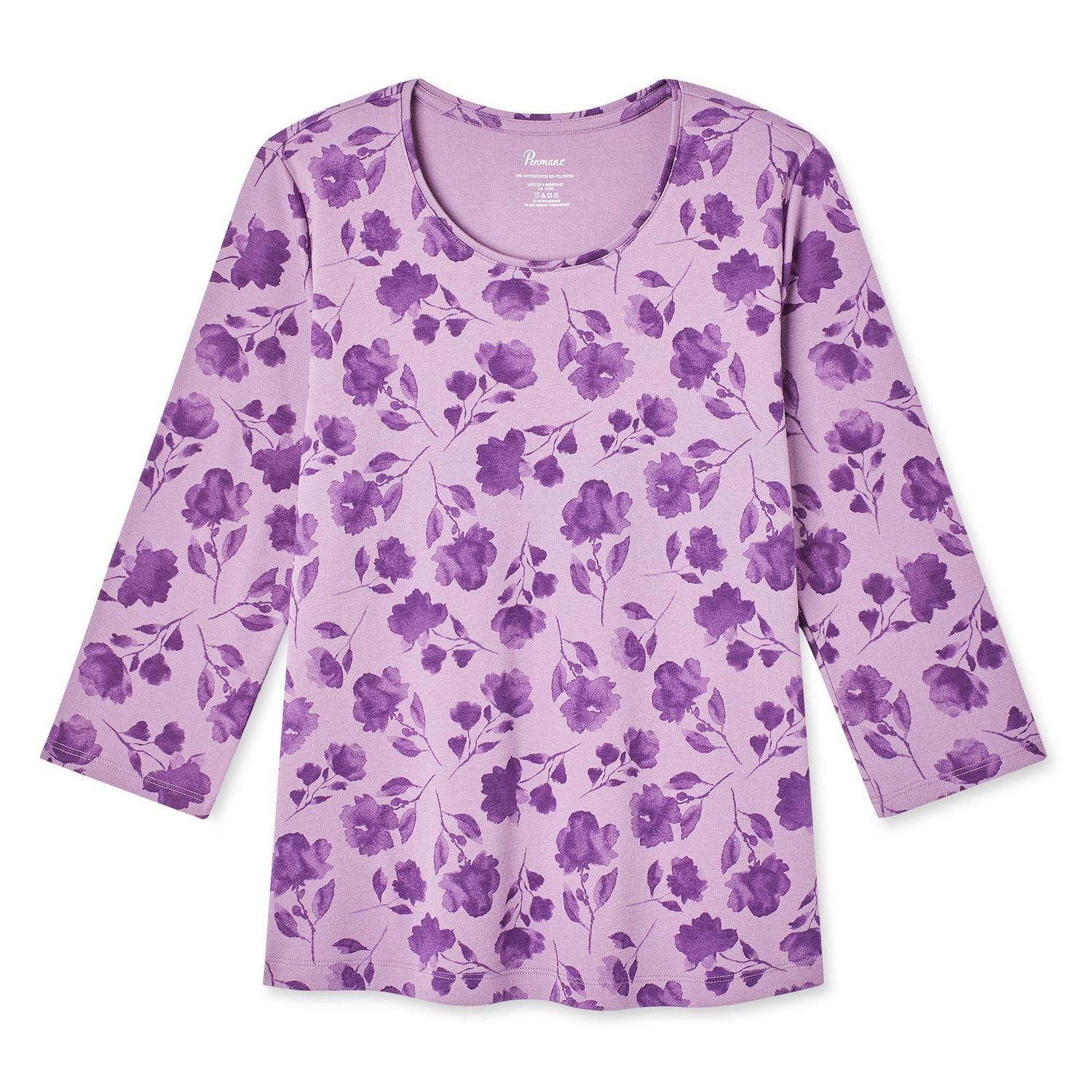 Penmans Women's Printed 3/4 Sleeve Crew Neckline Top